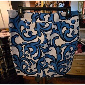 WB # 1060 Women's Size 10 Merona Blue & White Skirt With Pockets